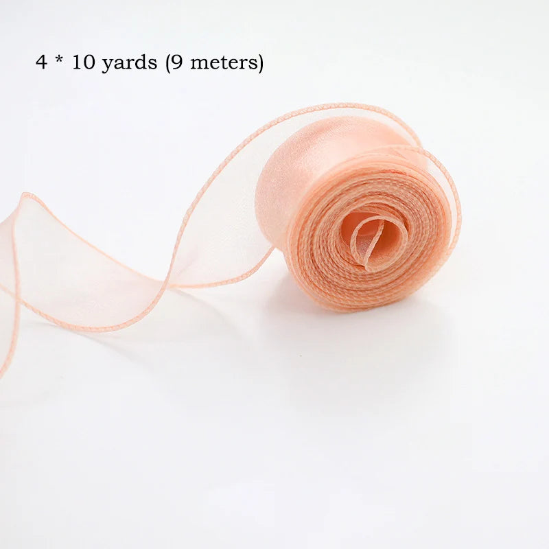 10yards Roll Silk Ribbon 40mm Satin Ribbon Organza Ribbons Gift Wrapping Handmade Wedding Birthday Party Decor Bow Diy Craft Oasis Select Champagne 10Yards