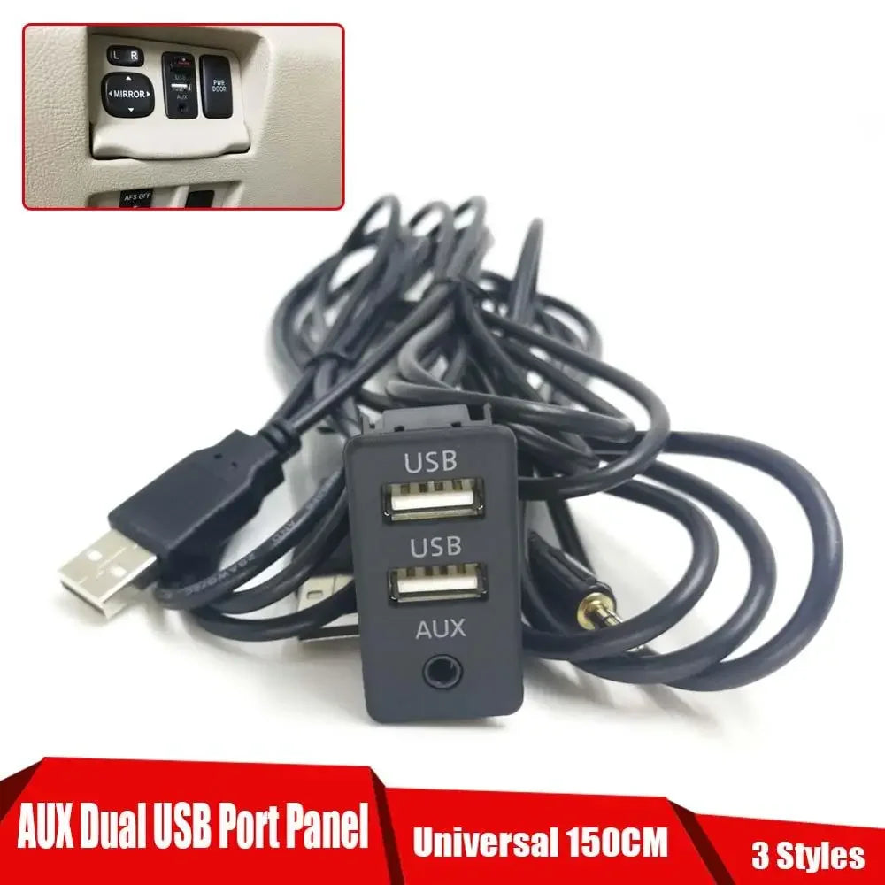 Dual USB AUX Flush Mount Panel Cable 150cm – Car & Boat