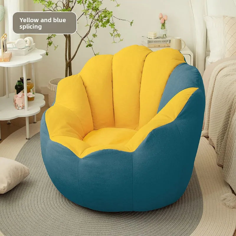 Lazy sofa rental living room small sofa single recliner tatami parcel flower sofa Oasis Select Yellow and blue 60cm