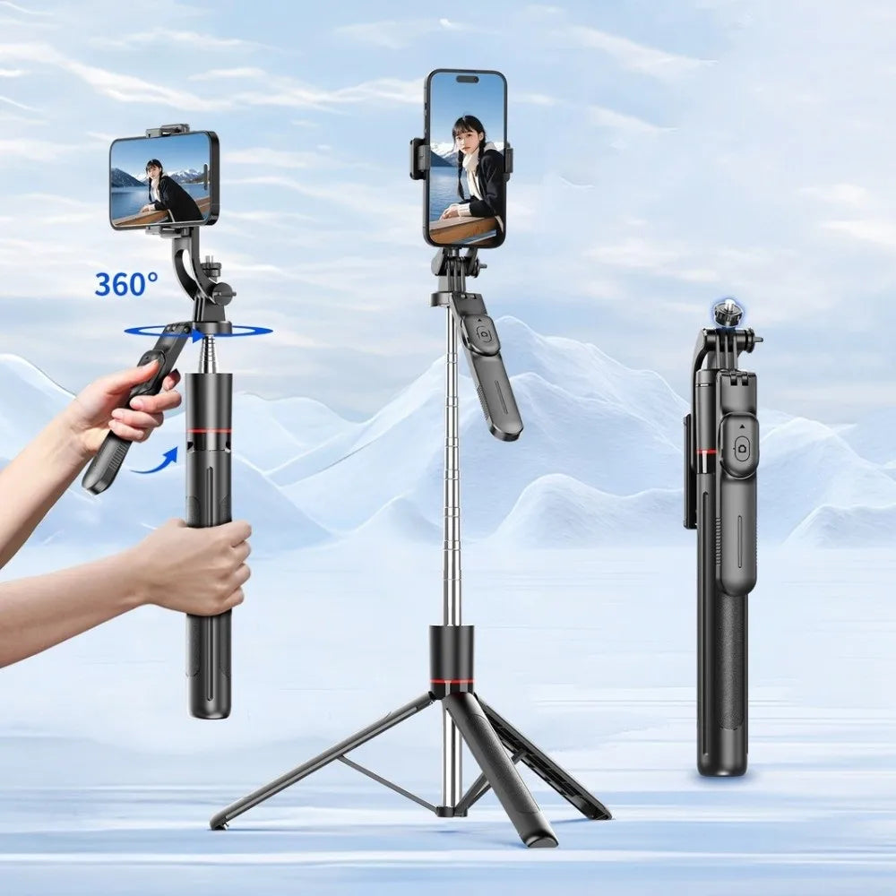 360° Rotating Telescopic Selfie Stick Portable 1.7m Bluetooth Selfie Stick Lightweight Adjustable Selfie Stick Tripod Oasis Select