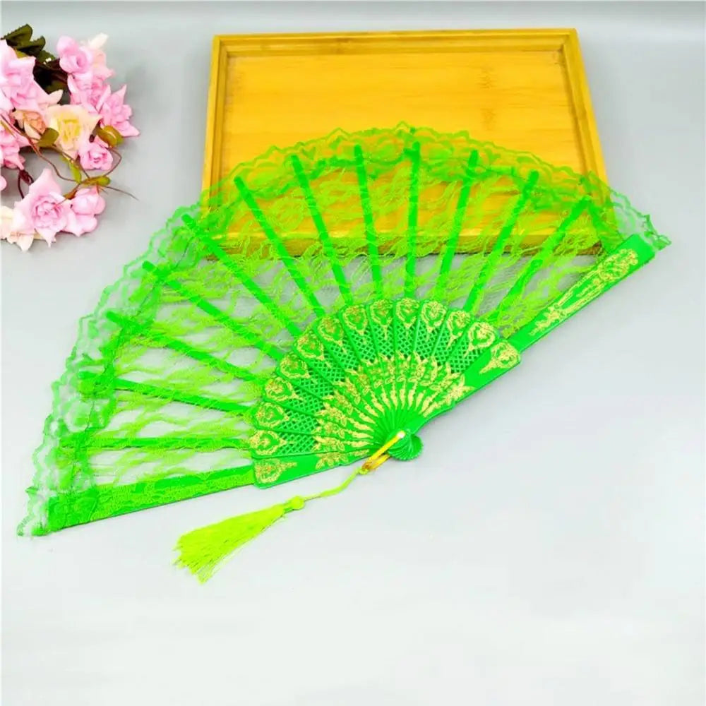 Lolita Gothic Fan Victorian Female Lace Hand Fan Vintage Black White Red Rose Bamboo Fans Cosplay Halloween Party Supplies Oasis Select white as pictures