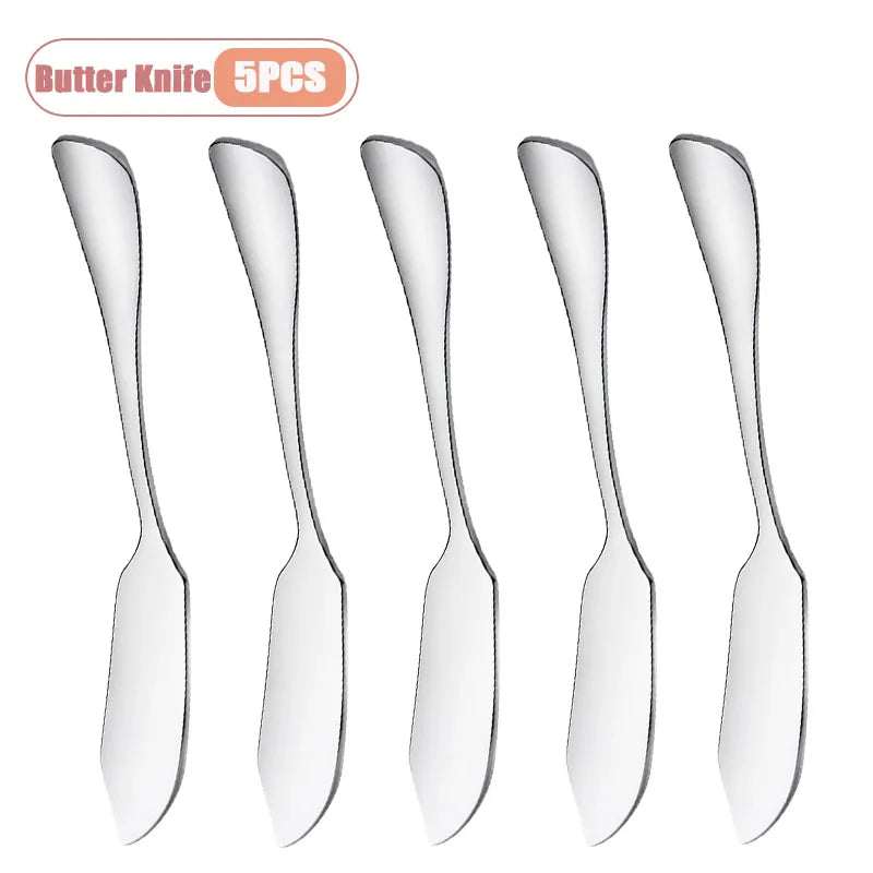 1-10PCS Stainless Steel Butter Knife Cheese and Jam Spreader for Dessert Tables and Charcuterie Boards A Kitchen Serving Utensil Oasis Select Butter Knife-5PCS