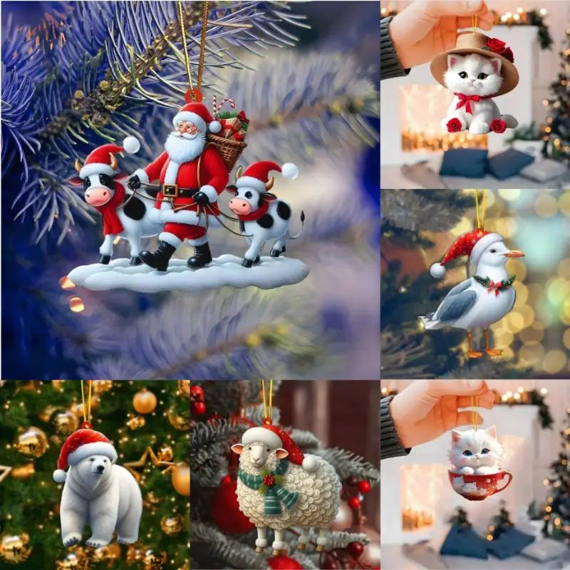 Acrylic Christmas Tree Hanging Ornament | 2D Flat Xmas Pendant