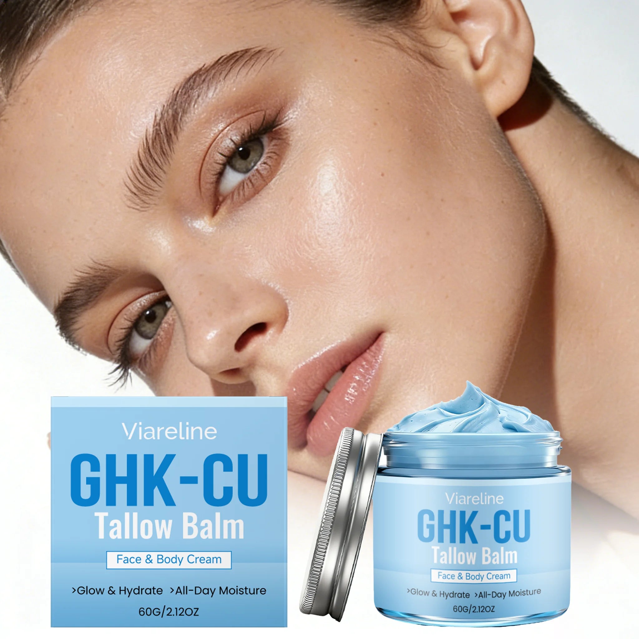 VIARELINE GHK-CU Beef Tallow Balm – Hydration & Skin Repair Moisturizing Balm Cream Oasis Select