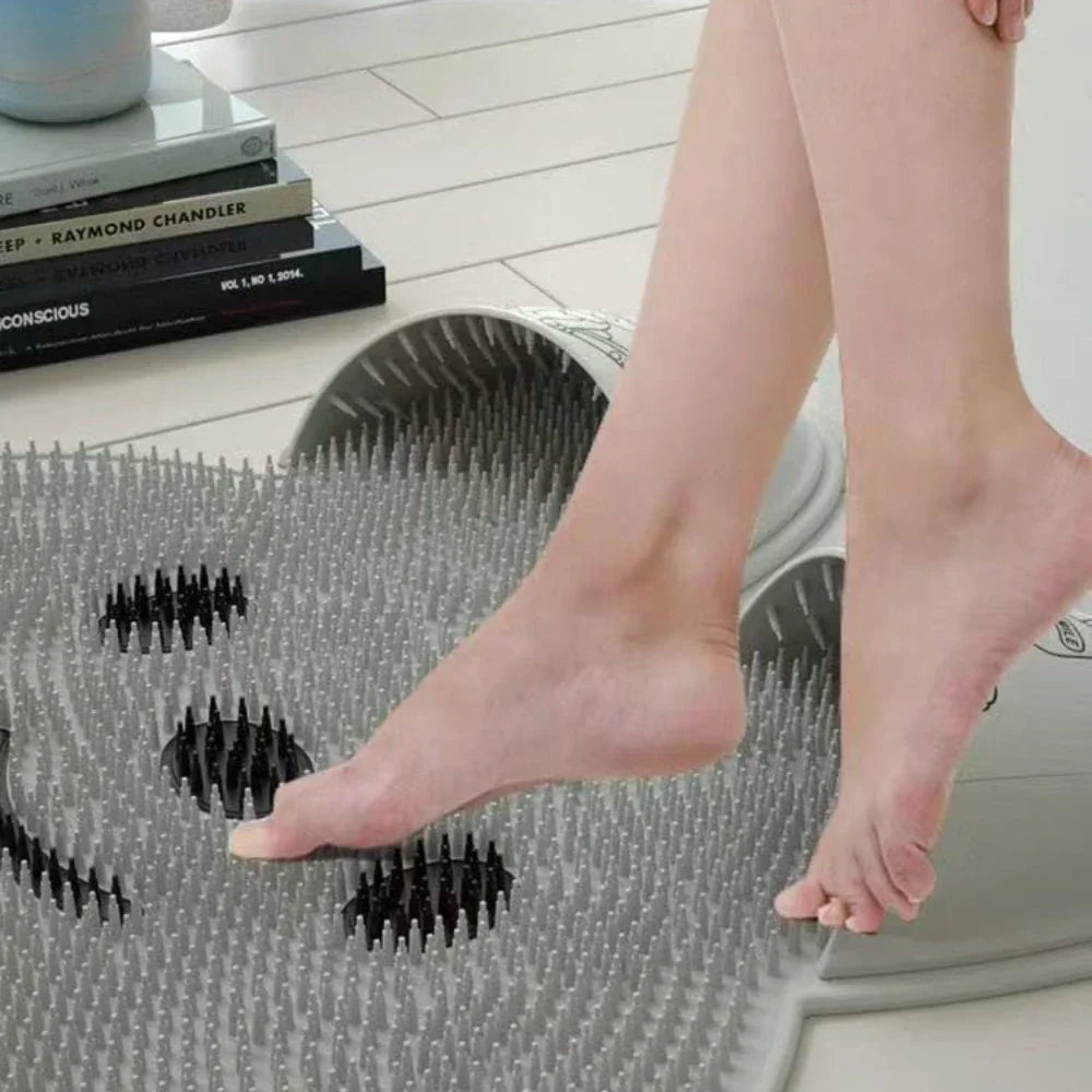 Bathroom Shower Anti Slip Mat Rabbit, Circular Massage Foot Mat, Back Suction Cup,Foot Scrubber, Back Scrubber, Anti Fall Device Oasis Select