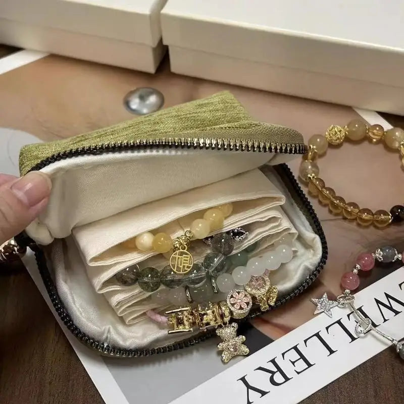 5-Layer Jewelry Storage Pouch, Velvet Jewelry Bag, Portable Travel Organizer for Watch, Bracelet, Ring, Earring Oasis Select
