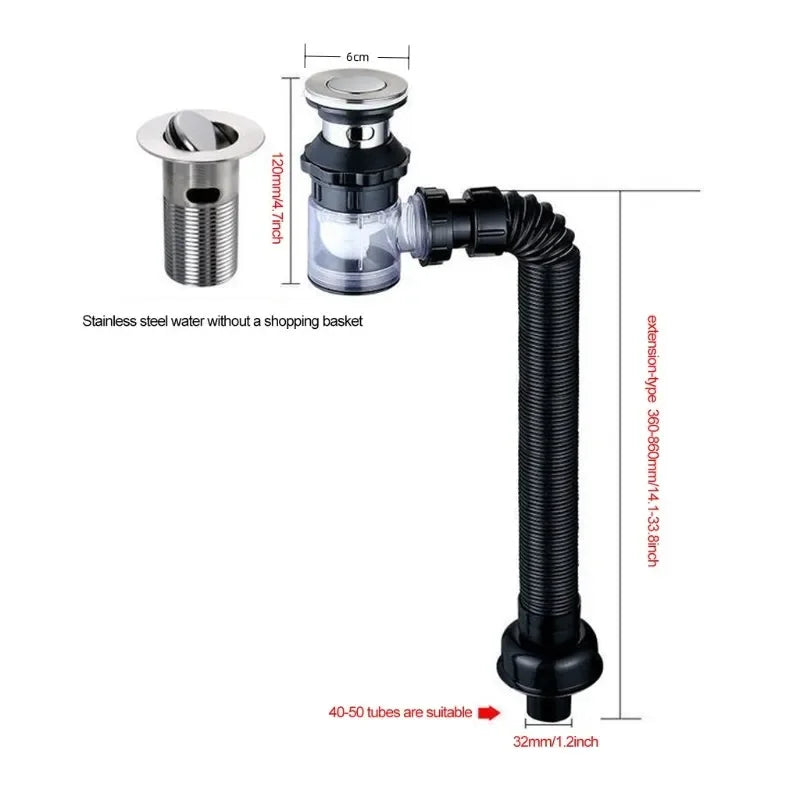 Flip-Top Kitchen Sink Drain Retractable Deodorizing Filter Flexible Downspout Bathroom Sink Anti Clogging Kitchen Accessories Oasis Select