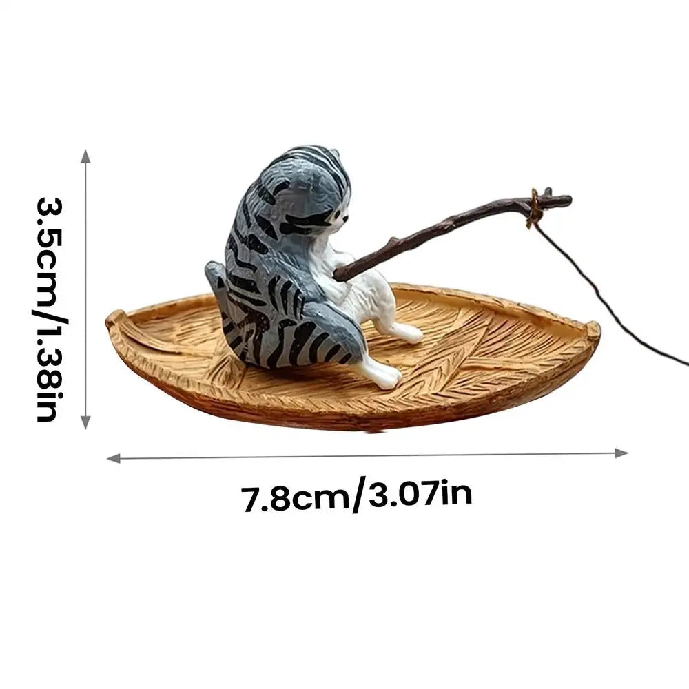 Fish Tank Decorations Creative Cat Fishing Boat Aquarium Ornament Resin Kitten Fishing Fish Tank Decor Garden Pond Landscaping Oasis Select 02
