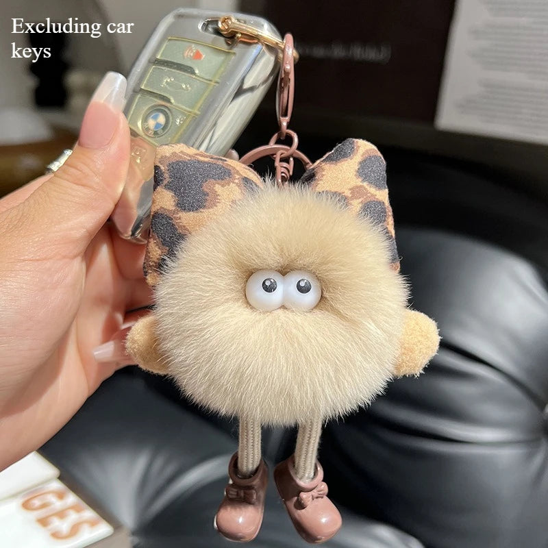 Cute Little Coal Ball Bag Pendant Backpack Exquisite Doll Hanging Decoration Cartoon Doll Car Keychain Oasis Select Khaki-11cm