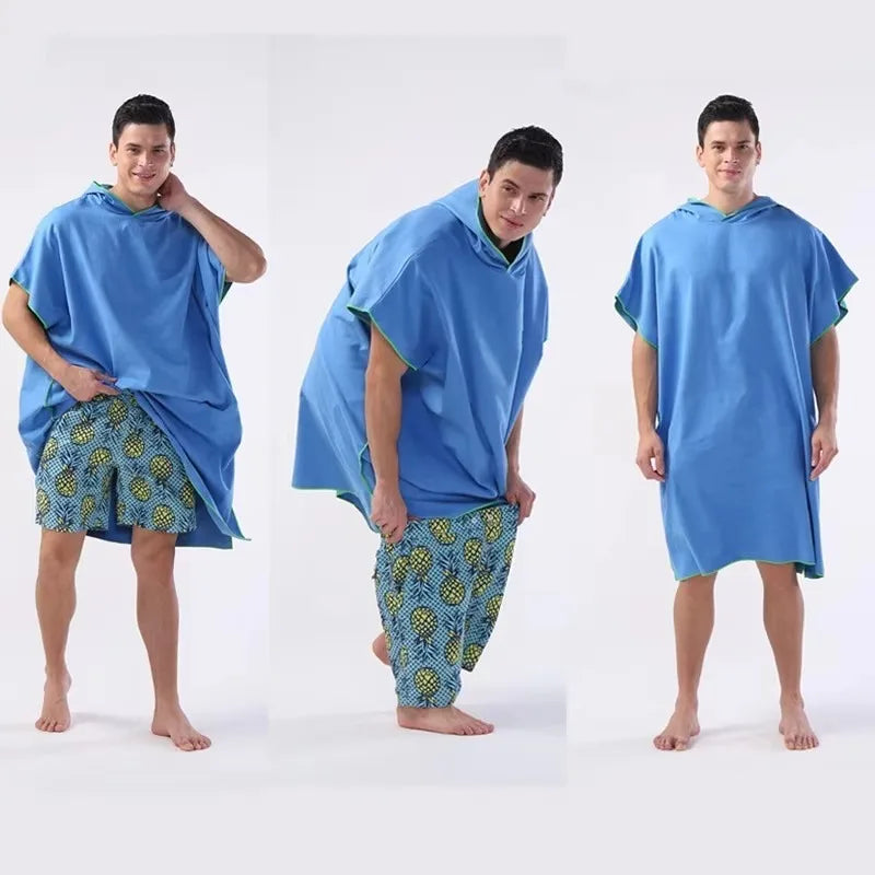 Microfiber Hooded Swim Robe Wearable Towel Bathrobe for Adult Beach Pool Quick Dry Absorbent Wrap with Pocket Oasis Select