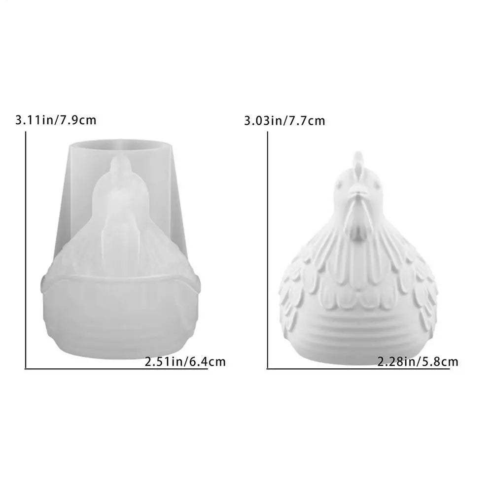 Hen Candle Jar Silicone Mold DIY Handmade 3D Chick-Shaped Flowerpot Storage Box Easter Base Plaster Concrete Mold Home Decor Oasis Select White Molds