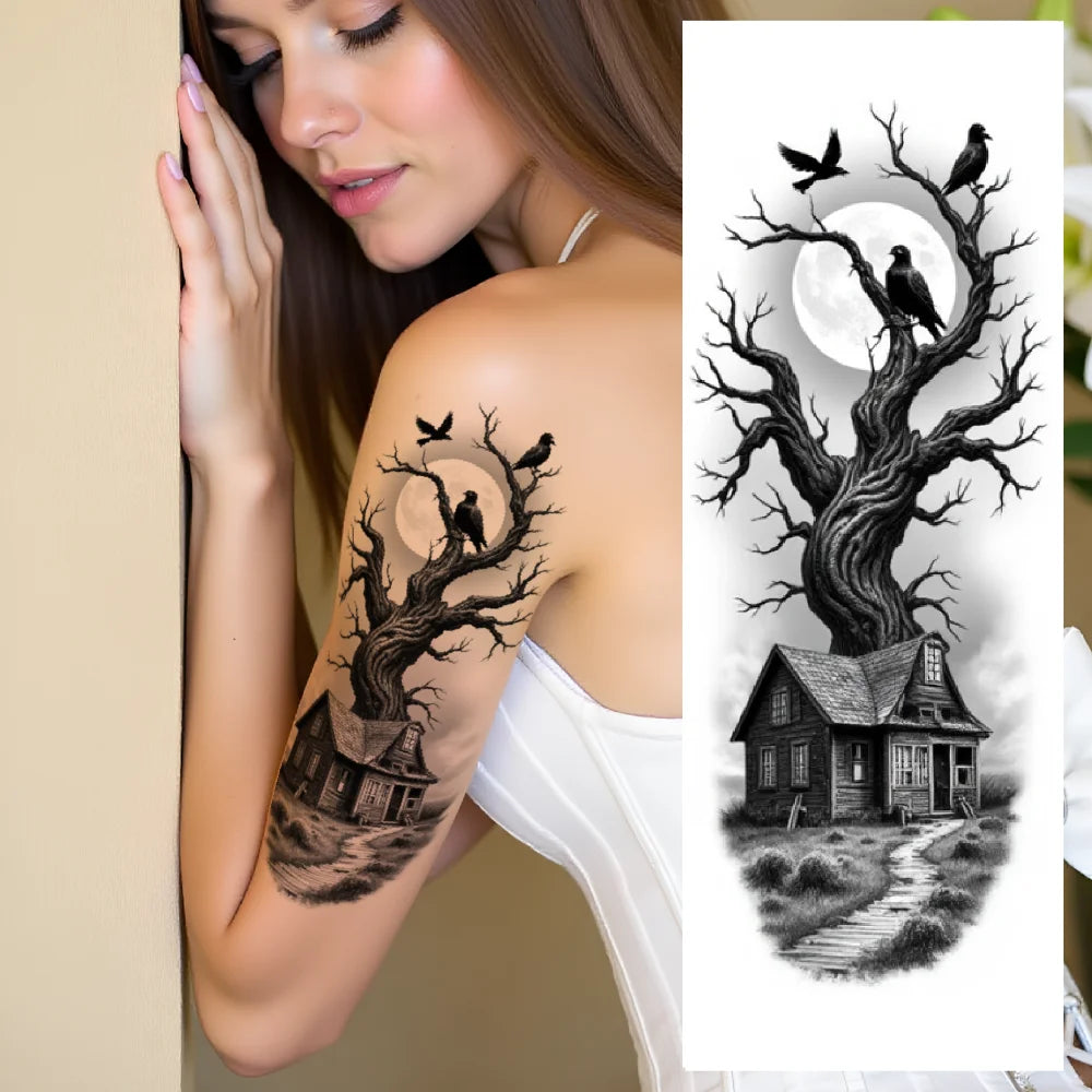 3-Pack Black & Grey Cobweb Rose Temporary Tattoos | Waterproof
