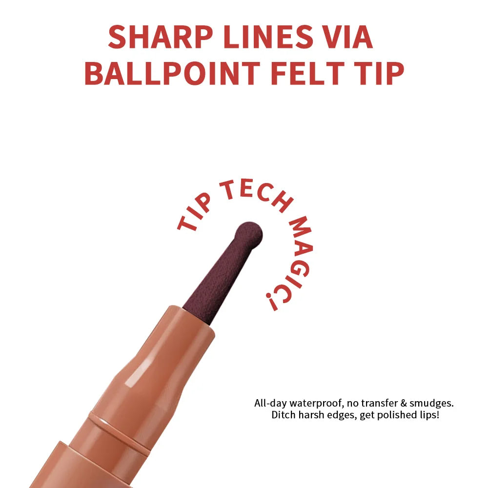 Lakerain Lip Liner Flexible Ballpoint Felt Tip Long Lasting Lip Liner Stain Waterproof No Transfer & Smudges 8 Color Lips Makeup Oasis Select