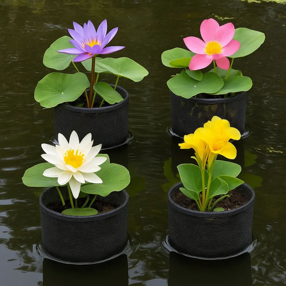 4Pcs Breathable Mesh Pond Plant Baskets Reusable Square/Round Aquatic Planting Bags Easy To Clean Enhanced Root Hydration Oasis Select