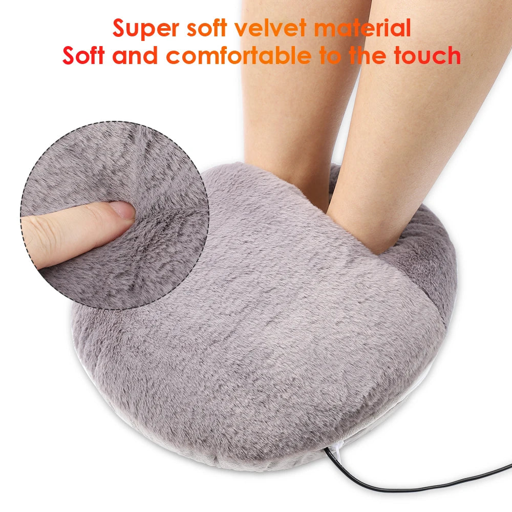 USB Electric Foot Warmer Pad – Plush Heated Mat for Home & Desk