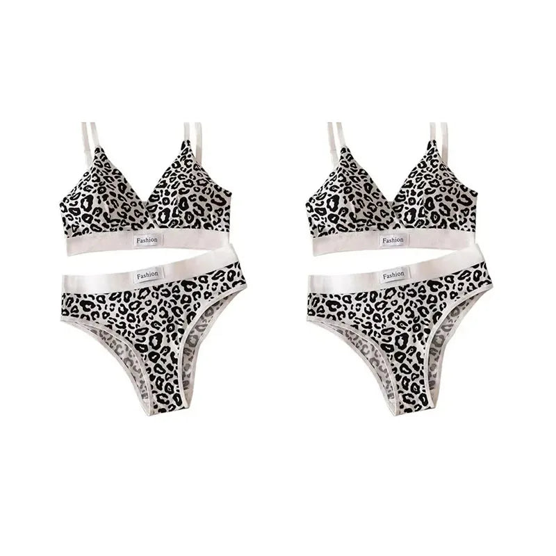 1- Summer Women's Leopard Print Traceless Steel Rim Bra Adjustable