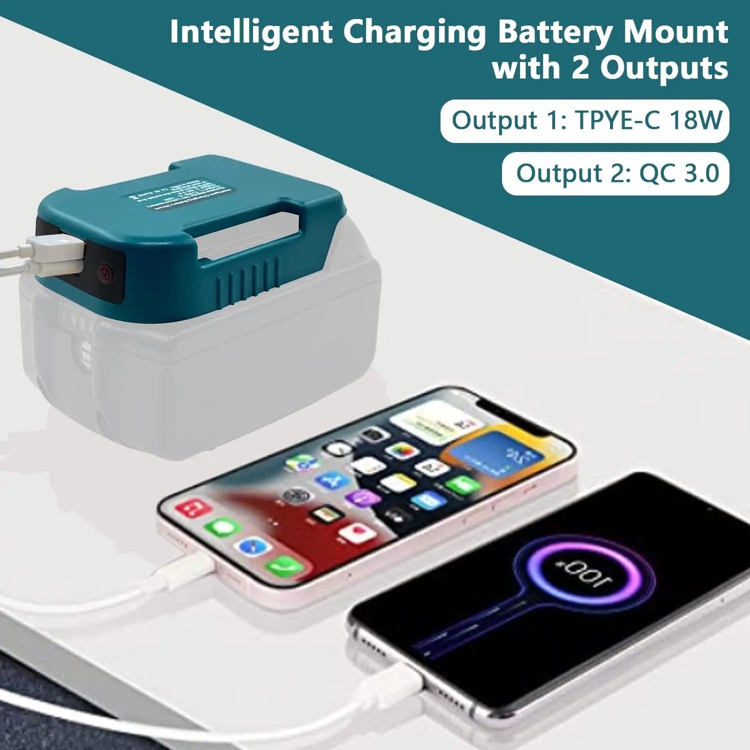 Plug-and-Play High Efficiency 1Pc For Makita 18V USB Type-C Battery Holder BL1840 BL1850 BL1860 Charger Adapter Fast Charging Oasis Select