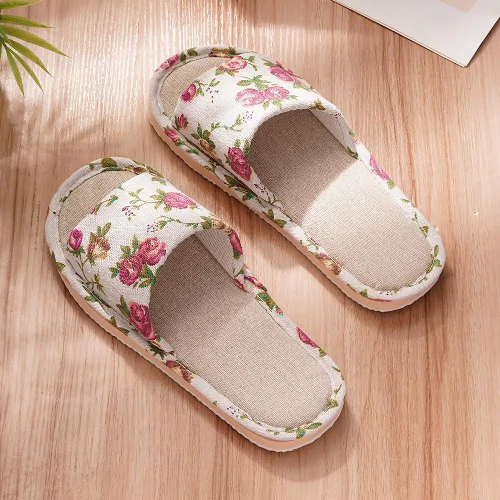 Fashion Floral Slippers Women Casual Comfortable Indoor Home Flat Shoes Anti Slip Sandals Spring Autumn September Essential Oasis Select