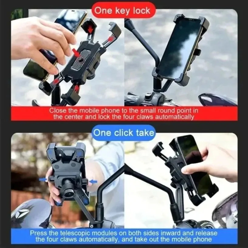 Bike Moto Rearview Mirror Handlebar Mount Stand 360° Rotatable Bicycle Phone Holder for iPhone Xiaomi Bracket Non-slip Cycling Oasis Select