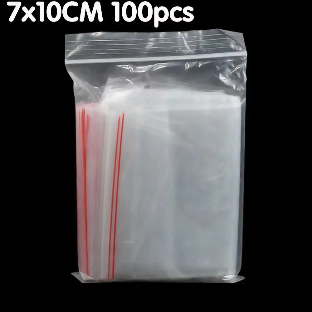 100/200/300pcs Small Zip Lock Plastic Bag Reclosable Transparent Bag Shoe Bag Vacuum Bag Poly Clear Bags Thickness 0.05mm Oasis Select 7x10CM 100pcs