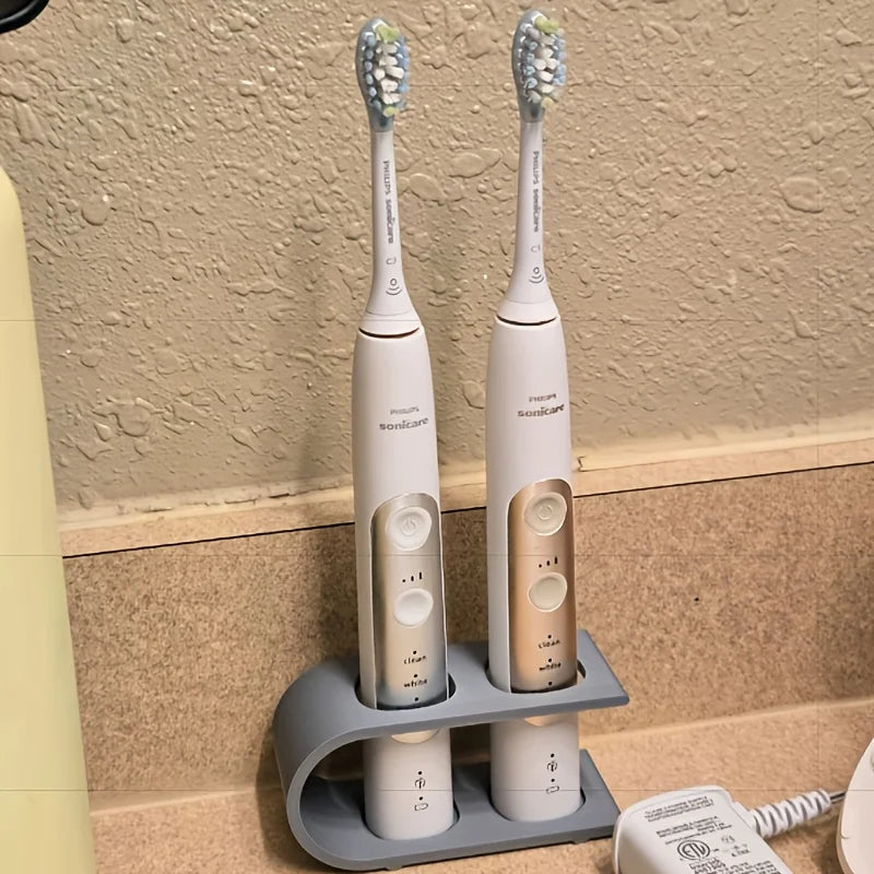 Durable Eco-friendly Sturdy Dual-hole Electric Toothbrush Desktop Stand Storage Rack, Creative Organizer for Bathroom Toiletries Oasis Select
