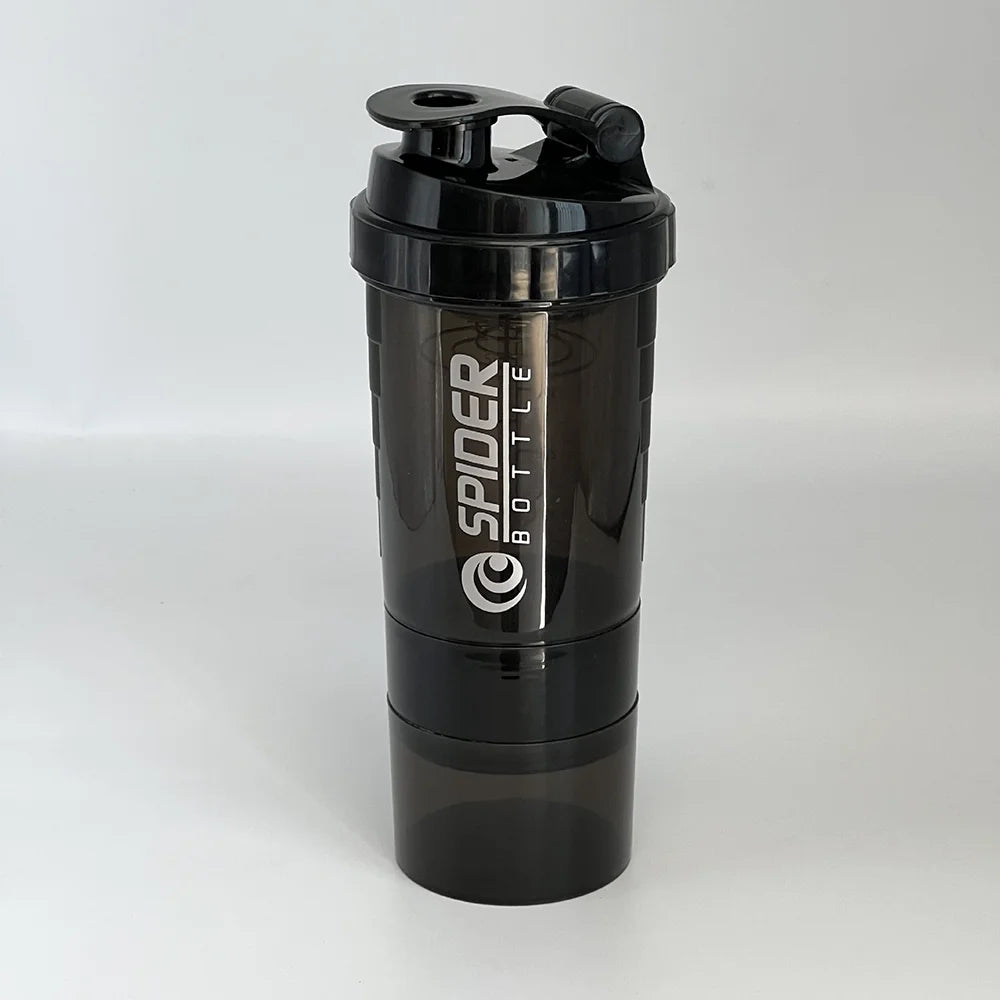 3 Layers Shaker Protein Bottle Powder Shake Cup Large Capacity Water Bottle Mixing Cup Body Building Exercise Mixing Bottle Oasis Select black