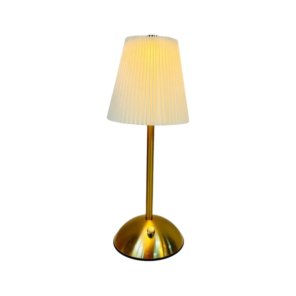 Dimmable LED Desk Lamp | Pleated Fabric Shade & USB Charging