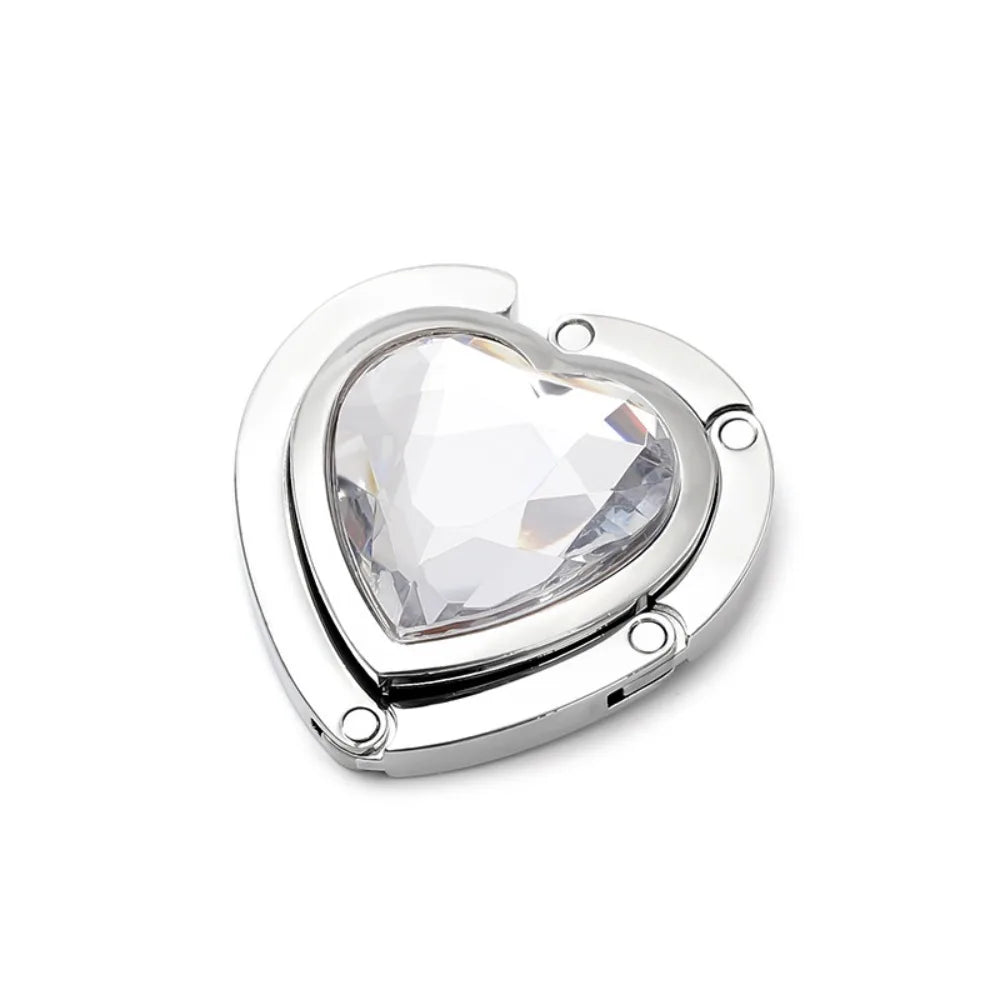 Rhinestone Folding Bag Hook – Heart Shape Purse Table Hanger