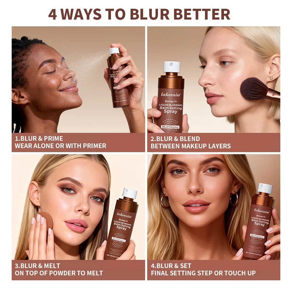 Lakerain Liquid Blurring Balm Setting Spray Long Lasting Moisturizing Repairing Oil Control Matte Blurred Finish Setting Spray Oasis Select