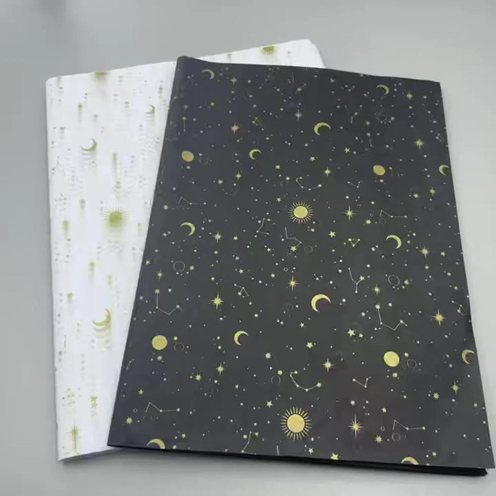 20 Sheets/Pack Starry Sky Tissue Paper Stars Moon Constellations Pattern Gift Wrapping Paper Christmas New Year Wrap Paper Oasis Select