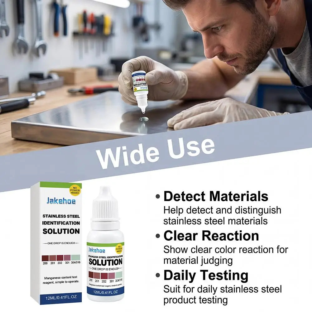 Stainless Steel Grade Testing Liquid 12ml – Detects 201/304/316