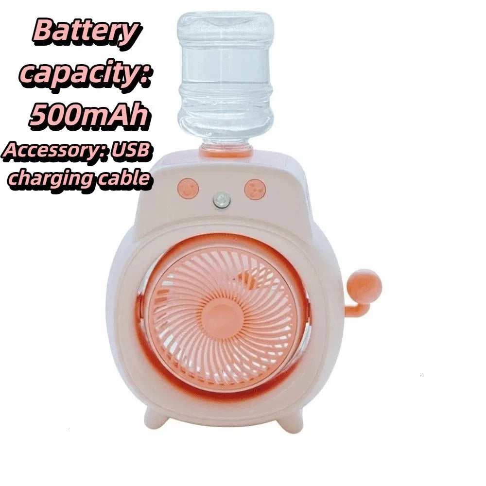 Fine Gentle Mist Portable Desktop Cooling Spray Fan Even Comfortable Wind Wide Angle Air Supply Quiet Humidifying Fan for 500mAh Oasis Select Pink