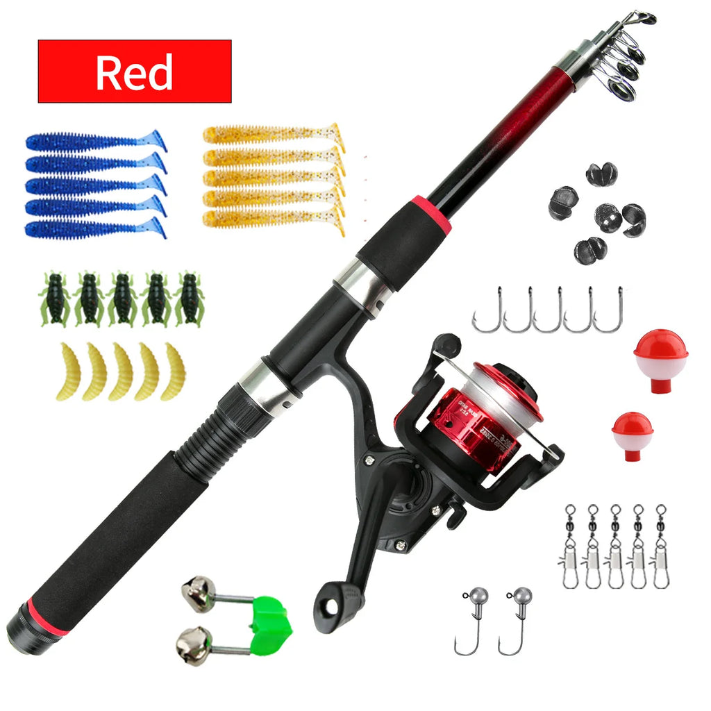 Luya rod full set novice long-range throwing set glass fiber fishing rod bait fishing hook line fishing gear Oasis Select Red