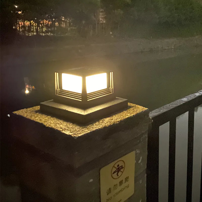 Outdoor Solar Column Head Lights - Square Wooden Post Cap Lamps for Garden Fence & Courtyard - Waterproof LED Yard Decor Oasis Select