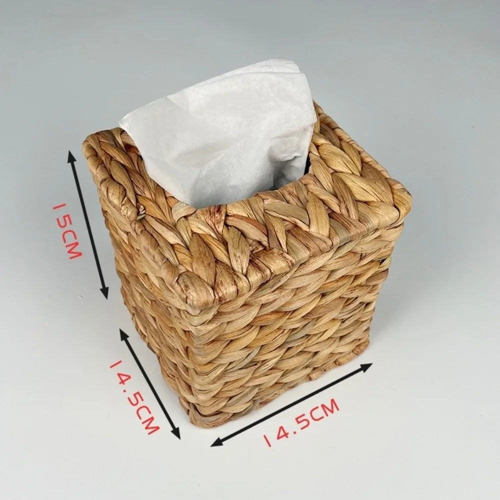 Straw Woven Tissue Box Cover Natural Household Tissue Box Decorative Environmental Protection Dryer Sheets Holder Oasis Select 14.5-14.5-15cm