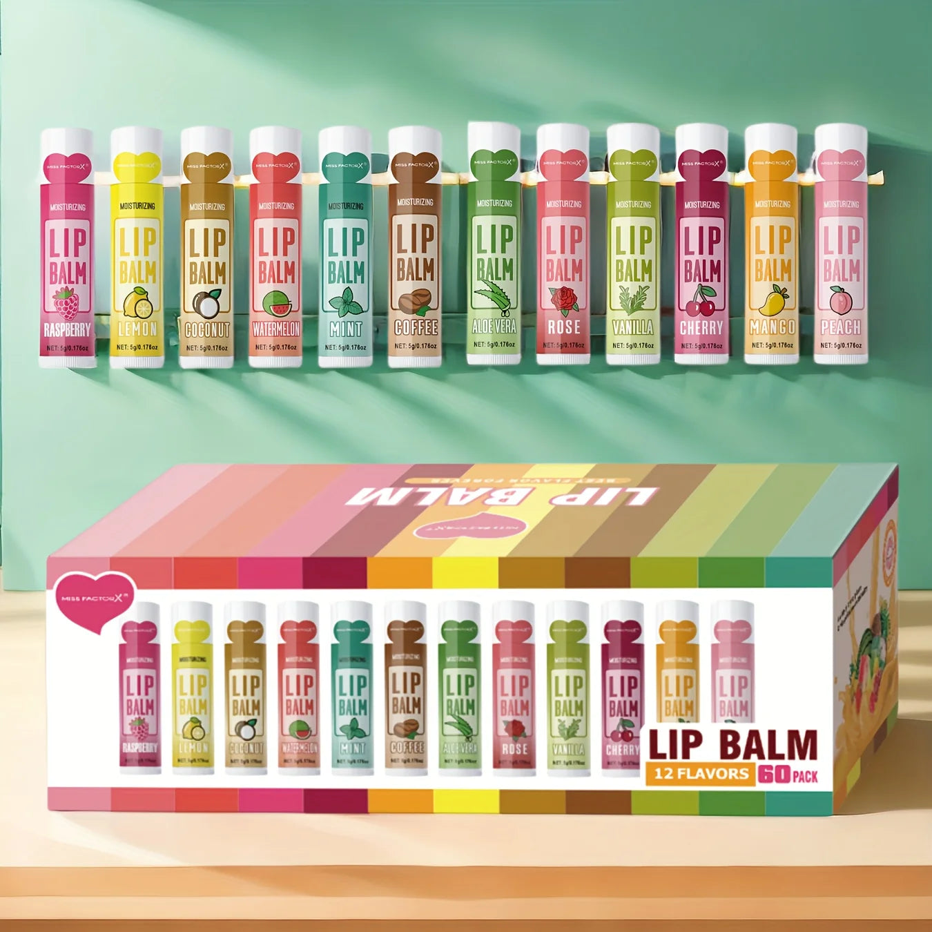 60PCS Moisturizing Lip Balm set 5g Deep Moisturizing and brightening Lip Color Gift for holiday parties Oasis Select