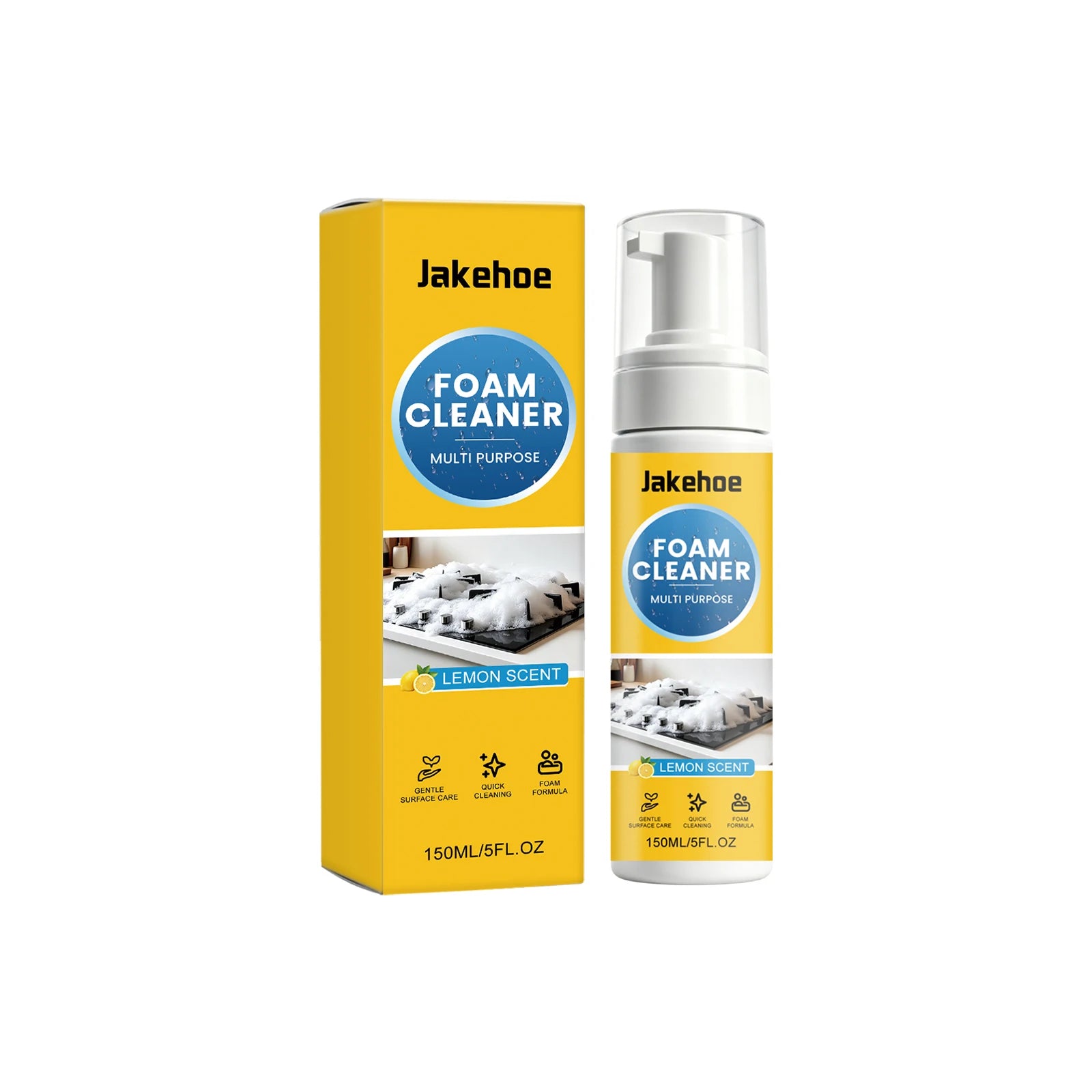 Jakehoe Multi-Purpose Foam Cleaner Remover For Kitchen Bathroom Powerful All Round Stain Removal Dissolve Grease And Limescale Oasis Select 150ml boxed