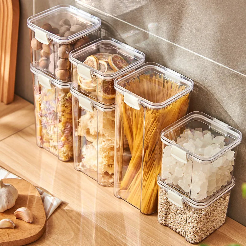 460-1800ml Kitchen Sealed Jar Stackable Food Storage Box Multigrain Tank Bottle Cereal Candy Dried Fruit Tea Storage Containers Oasis Select