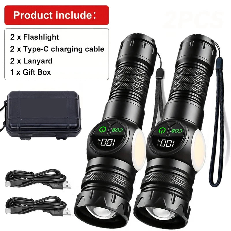 Mikenoon Rechargeable LED Tactical Flashlight | COB & Zoom