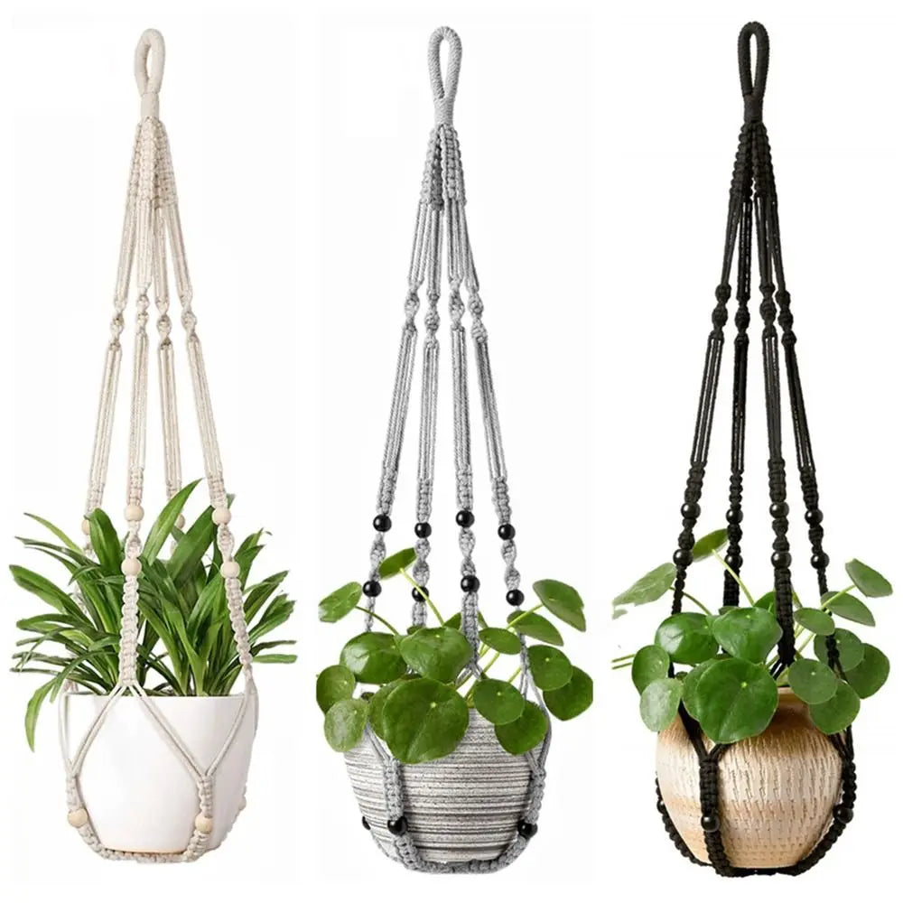 Tray Boho Cotton Rope Hanger Flower Pot Gardening Handmade Plant Hanger Creativity DIY Tassel Hanging Basket Home Oasis Select