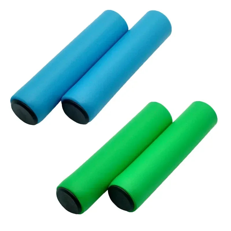 3/2/1Pairs Bicycle Grip Silicone Sponge Soft MTB Mountain Bike Handlebar Cover Anti Slip Shock-Absorbing Scooter Grip Oasis Select blue-green
