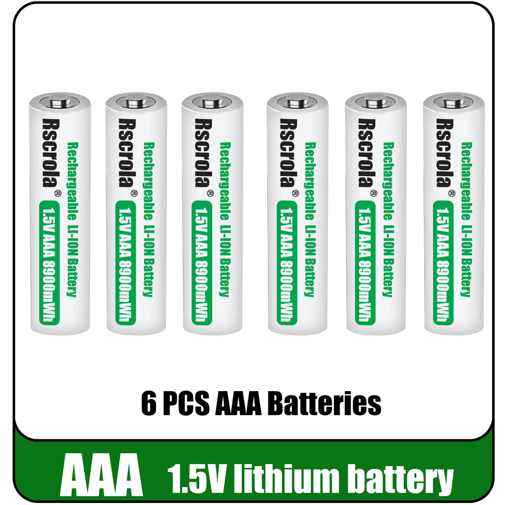 Universal Rechargeable 1.5V AAA 8900mWh Lithium ion Battery Fast charging with Charger for Camare Clock Mouse Fan Electric Toys Oasis Select 6 PCS Batteries 1.5V China Mainland