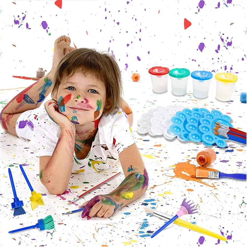 25PCS/30 PCS Children Paintbrushes Washable Paint Brushes Sponge Painting Brush Set for Toddler Kids Early DIY Learning Toys Oasis Select