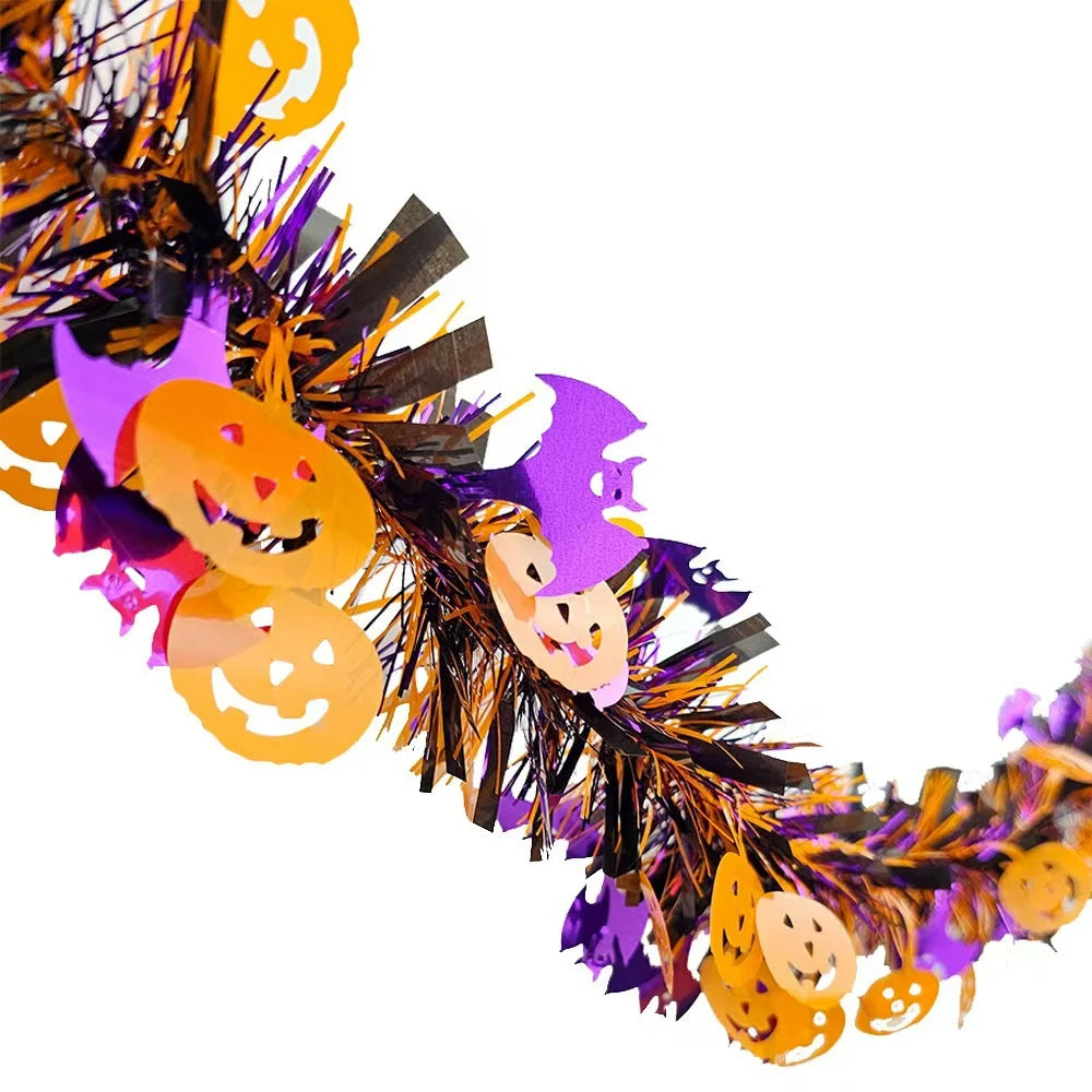 200cm Halloween Tinsel Garland – Pumpkin Bat Ghost Decor