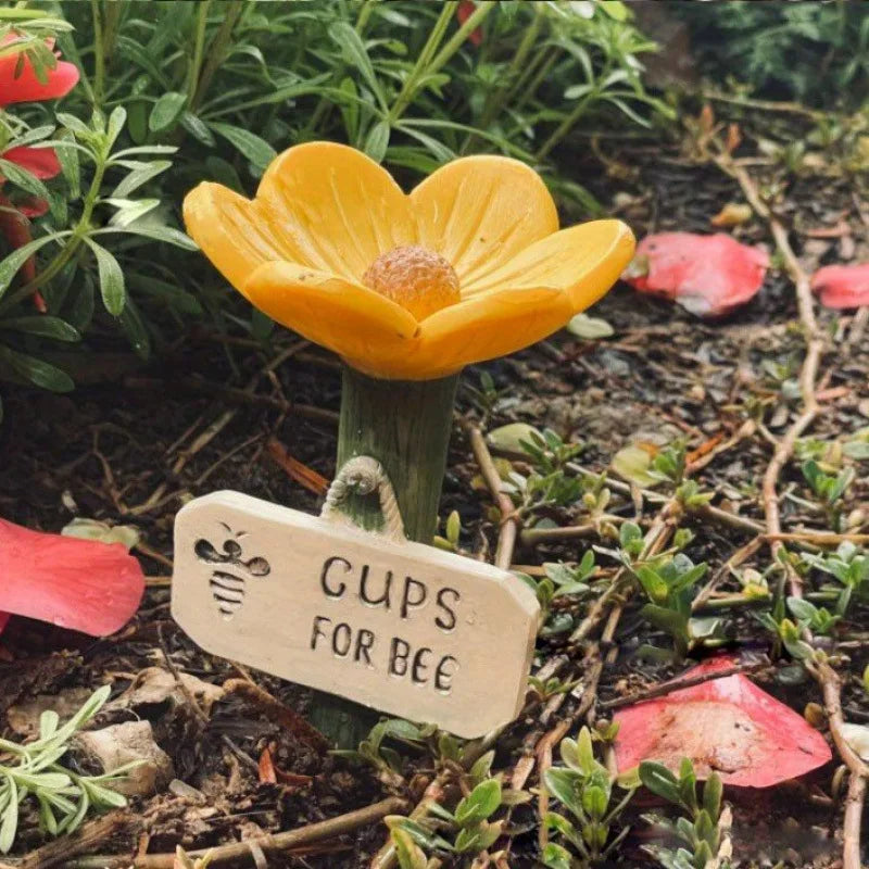 Flower Shape Watering Stations Bee Waterers For Garden Bee Pollinator Feeder Drinking Cups Colorful Butterfly Hygienic Cups Oasis Select yellow