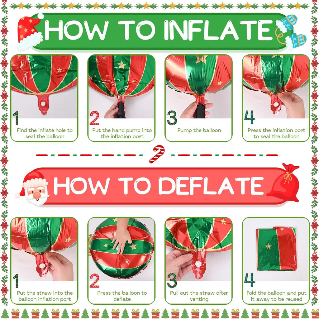 9-Piece Christmas Lollipop Foil Balloon Set | Xmas Party Decor