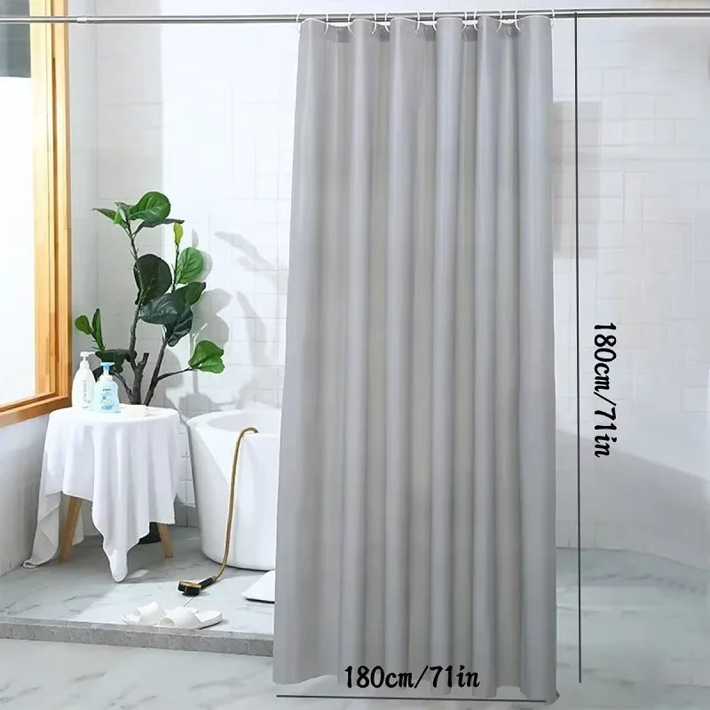 PEVA Waterproof Shower Curtain Mildew Bathroom Solid Curtain Wave Window Tulle Home Luxury with Hooks Heavy S Fold Wavy Shower Oasis Select Grey
