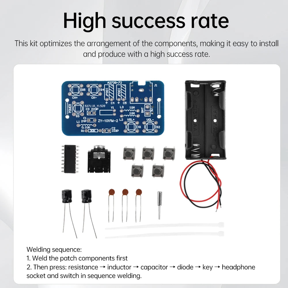 FM Radio DIY Kit 76~108Mhz Radio Receiver Module RDA5807 Radio Module Electronic Production Training Diy Kit Oasis Select