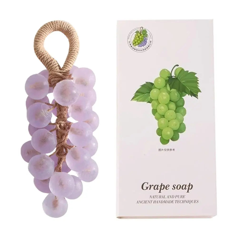 Grape Soap on a Rope with Box Christmas Gift, Handmade Grape Cluster Shape Soap Bar, Aromatic Bath Hand Wash Gift Home Decor Oasis Select purple