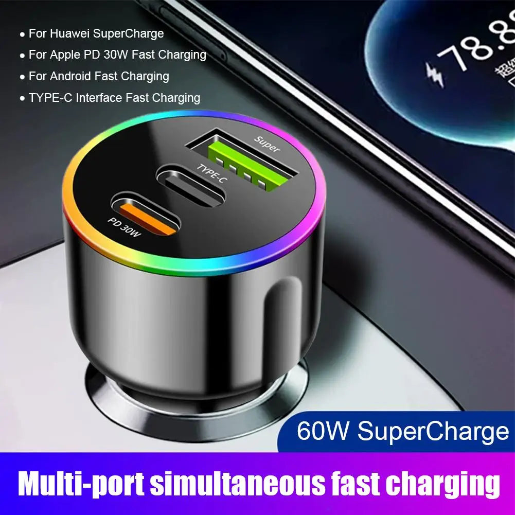 PD Fast Charging Car Charger Type C USB Adapter Dual Port Car Phone Charger for Mobile Phones, Tablets Oasis Select